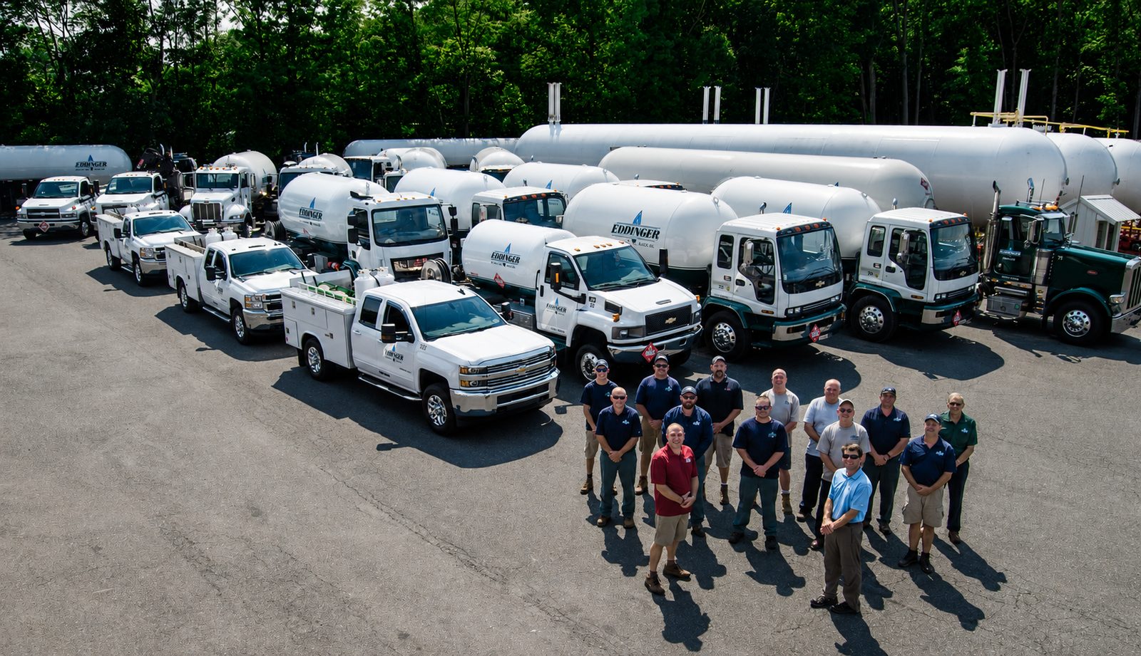 The Eddinger team in front of the propane delivery fleet